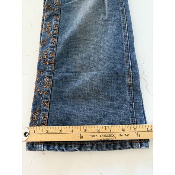 Y2K Route 66 Button Fly Copper Embroidered Western Denim Jeans Size 18W Blue - Picture 10 of 13